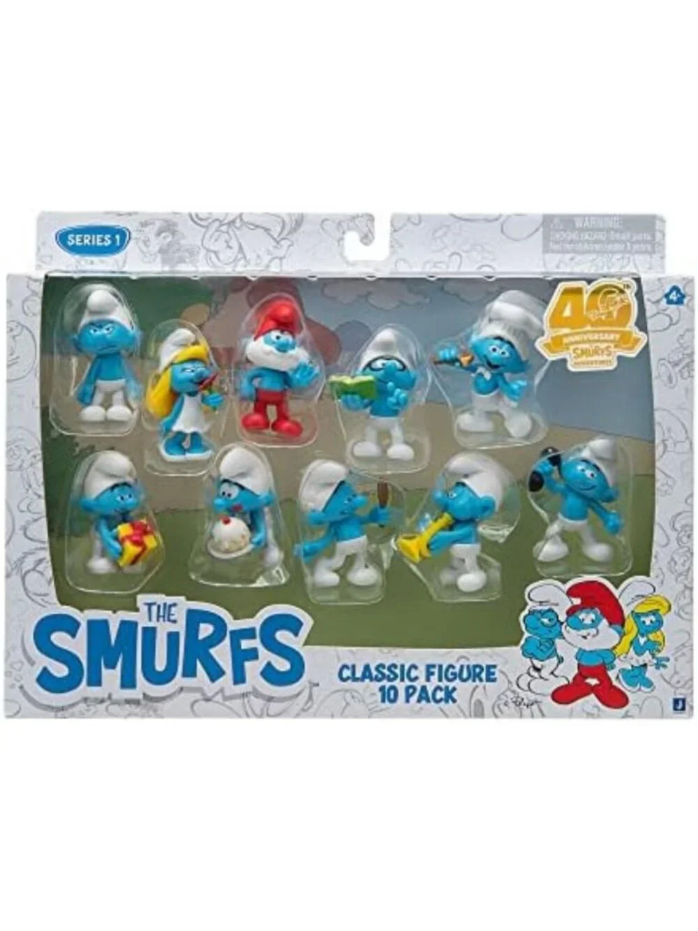 40th Anniversary Smurfs 10-Pack Classic Figures - 2-Inch Collectible Set